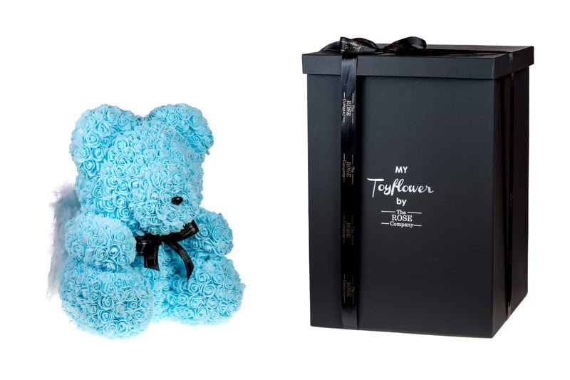 blue flower teddy bear