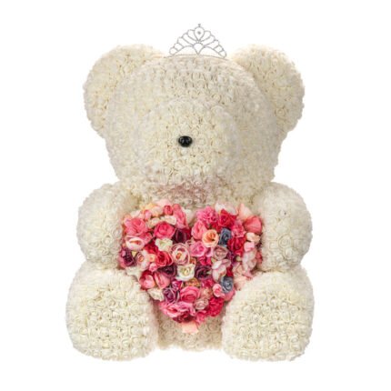 Toyflower Giant 80cm White With Floral Heart Limited Edition