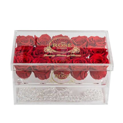 Clear Collection Large Hidden Storage Box Με 10 Κόκκινα Forever Roses