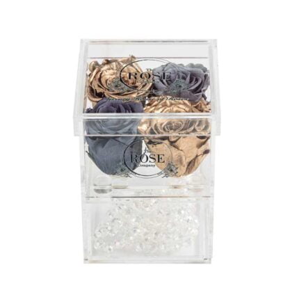 Clear Collection Small Hidden Storage Box Με 2 Γκρι 2 Χρυσά Forever Roses