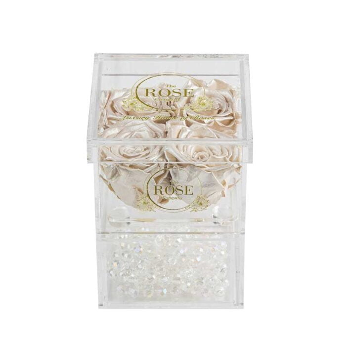 Clear Collection Small Hidden Storage Box Με 4 Λευκό Pearl Forever Roses