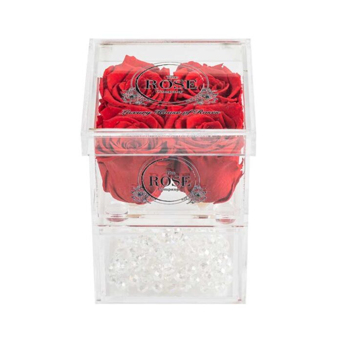 Clear Collection Small Hidden Storage Box With 4 Red Forever Roses