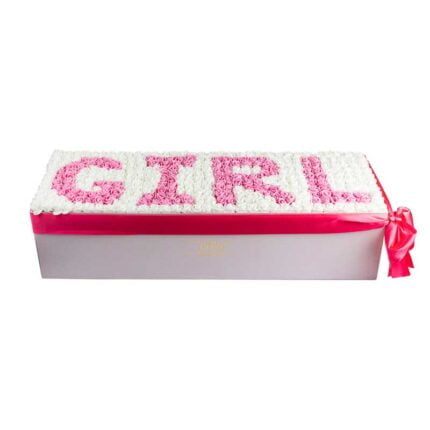 Forever Classic XXL Λευκό Κουτί Με Λεύκα Τριαντάφυλλα & Ροζ Τριαντάφυλλα Με Γράμματα «Girl» (μέχρι 5 νούμερα η γράμματα)