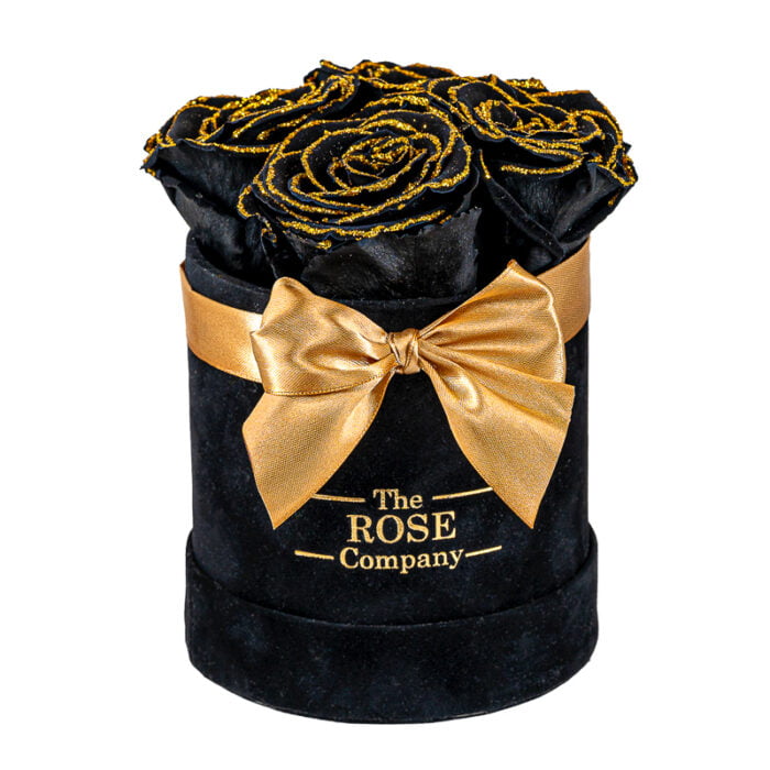 Forever roses baby velvet black box with black ombré roses