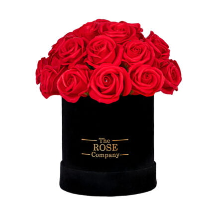 Infinity roses baby black box with red real touch roses that last forever