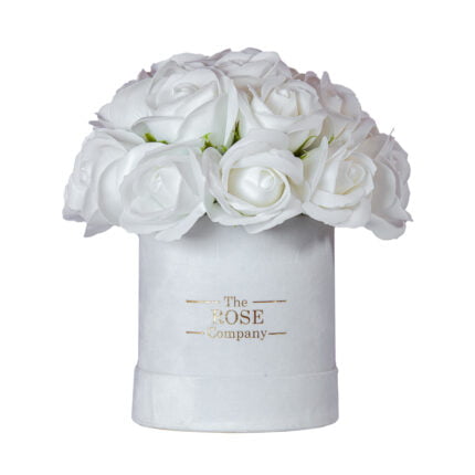 Infinity roses baby white box with white real touch roses that last forever
