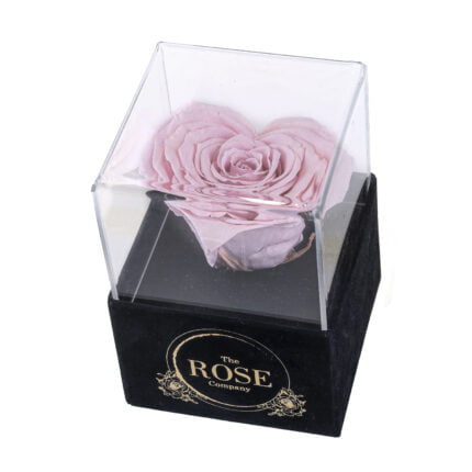 NEW ακρυλικό μαύρο βελούδινο mini κουτί με ροζ τριαντάφυλλο σε σχήμα καρδιάς