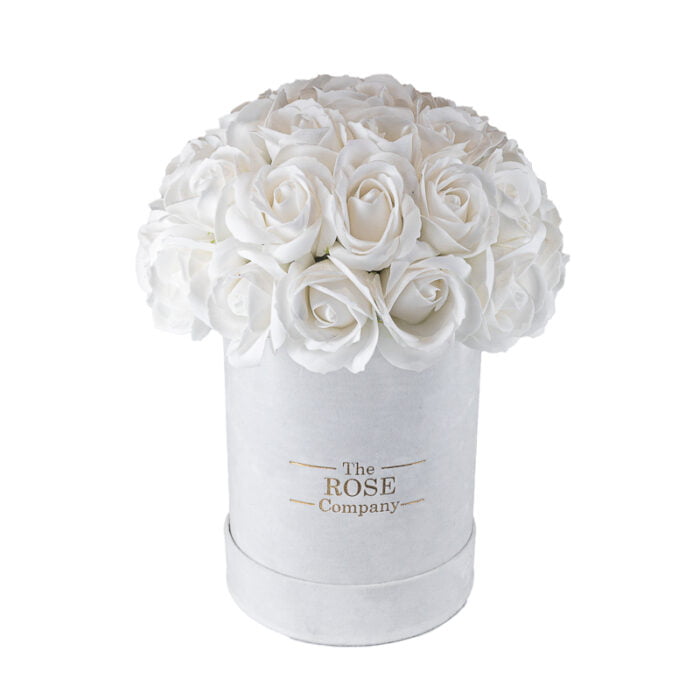 Infinity Roses Small Λευκό Κουτί Με Λευκά Real Touch Τριαντάφυλλα Που Διαρκούν Για Πάντα