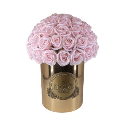Infinity Roses Small New Χρυσό Κουτί Με Ροζ Real Touch Τριαντάφυλλα Που Διαρκούν Για Πάντα