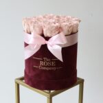 Midi Velvet Μπορντο Κουτί με Ροζ Τριαντάφυλλα Forever