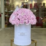 Infinity Roses Small Ασπρο Κουτί Με Πεταλουδεσ Και Λιλα Real Touch Τριαντάφυλλα Που Διαρκούν Για Πάντα