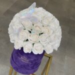 Infinity Roses Small Μωβ Κουτί Με Χρυσοσκονη και Πεταλουδεσ Και Ασπρα Real Touch Τριαντάφυλλα Που Διαρκούν Για Πάντα - Image 2