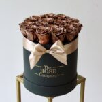 Midi Χάρτινο Μαύρο Κουτί με Μπρονζέ Τριαντάφυλλα Forever