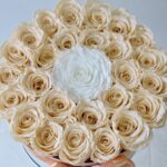 Medium Ασπρο Κουτί με Ροδακινί και Λευκο Τριαντάφυλλα Forever - Image 2