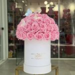 Infinity Roses Small Ασπρο Κουτί Με Πεταλουδεσ Και Ροζ Real Touch Τριαντάφυλλα Που Διαρκούν Για Πάντα